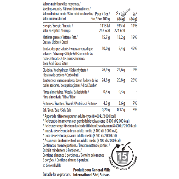 MACARON VANILLA & BLUEBERRY  NUTRITION TABLE 